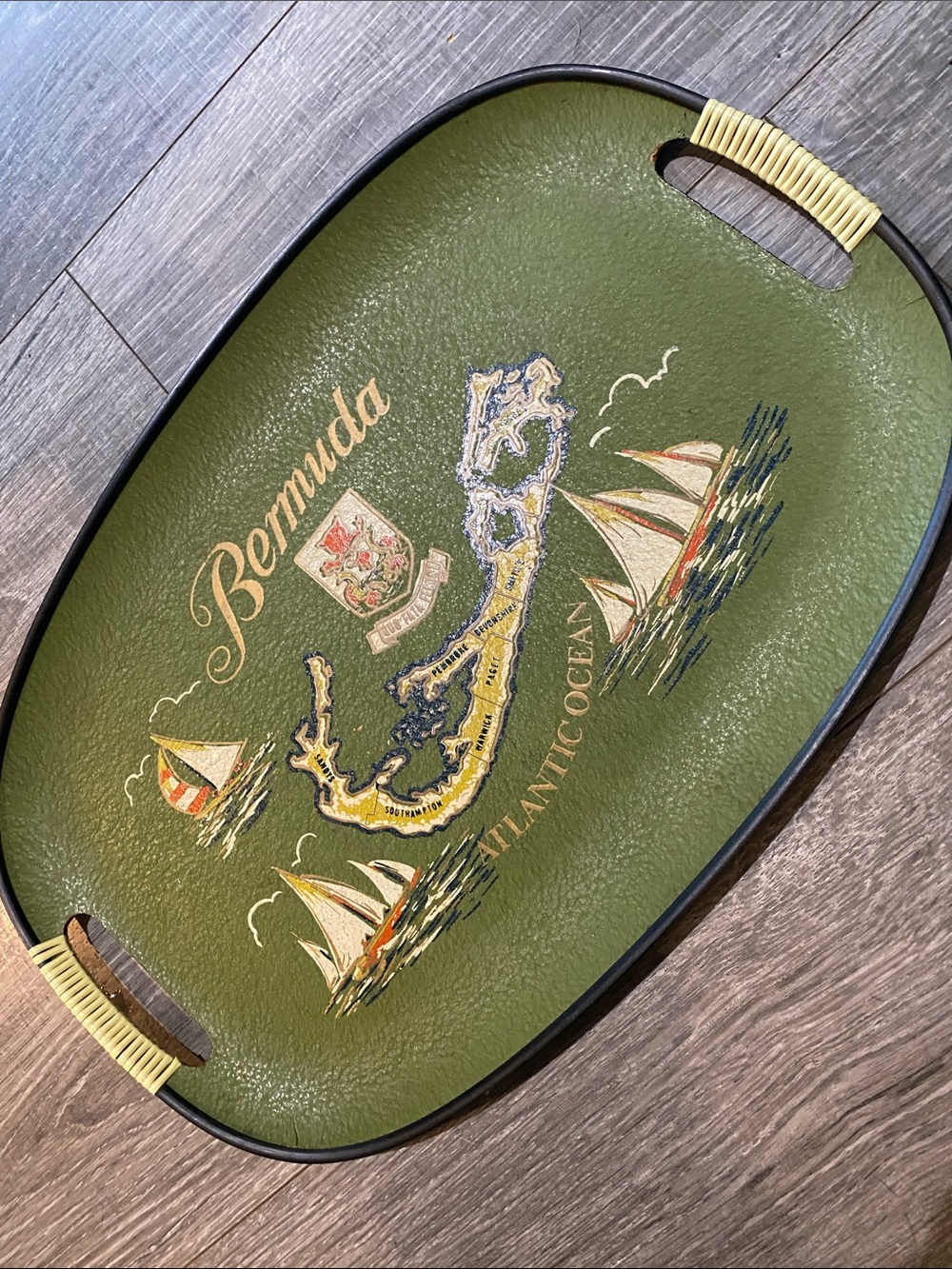 Vintage Bermuda Decorative Serving Tray - Olive Green